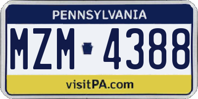 PA license plate MZM4388