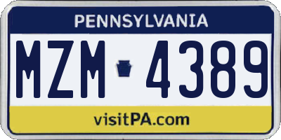 PA license plate MZM4389
