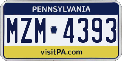 PA license plate MZM4393