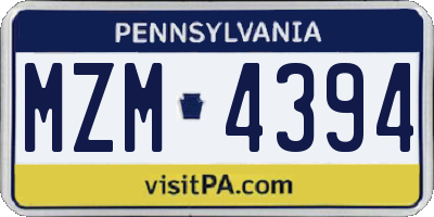 PA license plate MZM4394