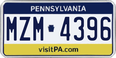 PA license plate MZM4396