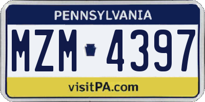 PA license plate MZM4397