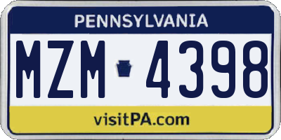 PA license plate MZM4398