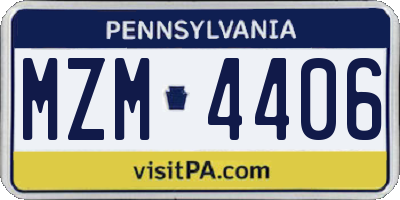 PA license plate MZM4406