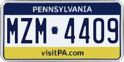 PA license plate MZM4409