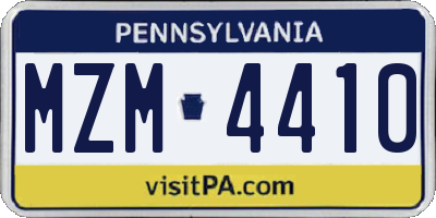 PA license plate MZM4410