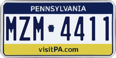 PA license plate MZM4411