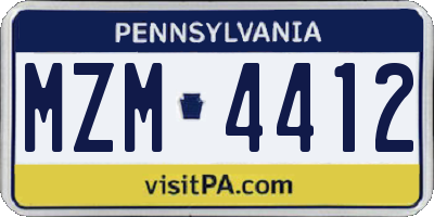 PA license plate MZM4412