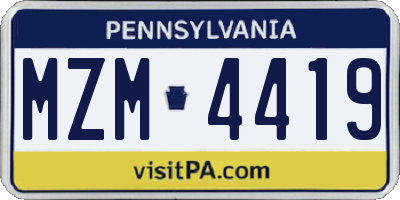 PA license plate MZM4419