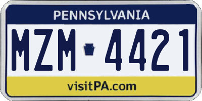PA license plate MZM4421