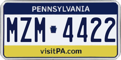 PA license plate MZM4422