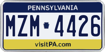 PA license plate MZM4426