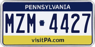 PA license plate MZM4427