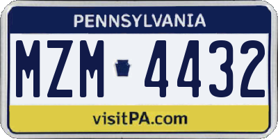 PA license plate MZM4432