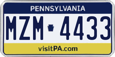 PA license plate MZM4433