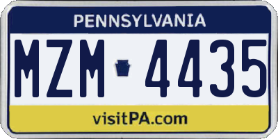 PA license plate MZM4435