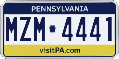 PA license plate MZM4441