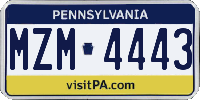 PA license plate MZM4443