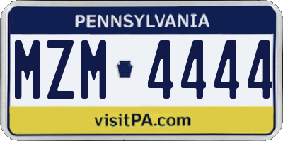 PA license plate MZM4444