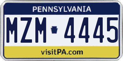 PA license plate MZM4445