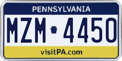 PA license plate MZM4450