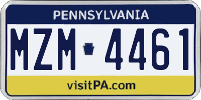 PA license plate MZM4461