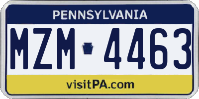 PA license plate MZM4463