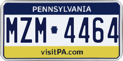 PA license plate MZM4464