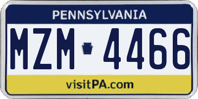 PA license plate MZM4466