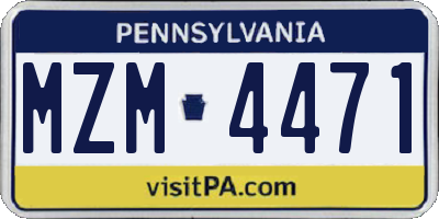 PA license plate MZM4471