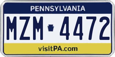 PA license plate MZM4472