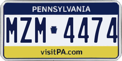 PA license plate MZM4474