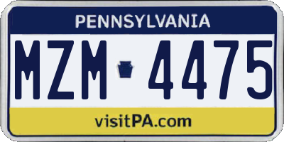 PA license plate MZM4475