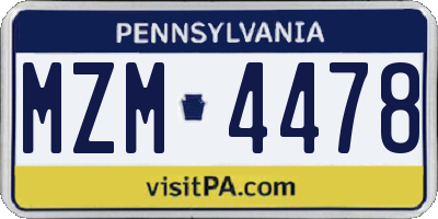 PA license plate MZM4478