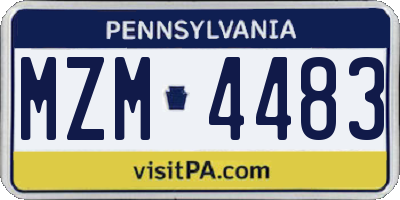 PA license plate MZM4483