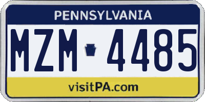 PA license plate MZM4485
