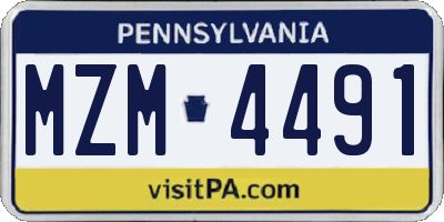 PA license plate MZM4491