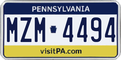 PA license plate MZM4494
