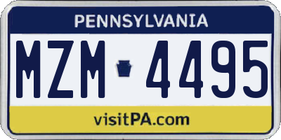 PA license plate MZM4495
