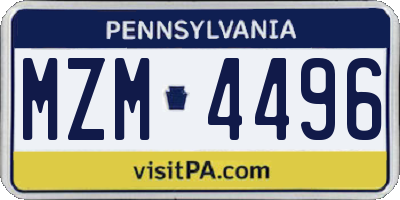 PA license plate MZM4496