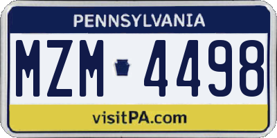 PA license plate MZM4498