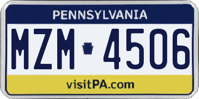 PA license plate MZM4506