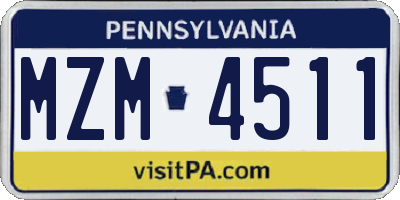 PA license plate MZM4511