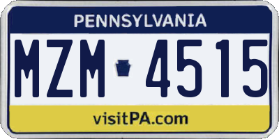 PA license plate MZM4515
