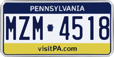 PA license plate MZM4518