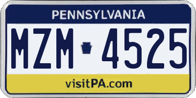 PA license plate MZM4525