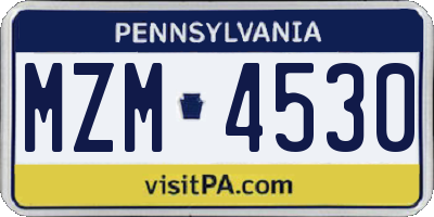 PA license plate MZM4530