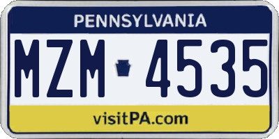 PA license plate MZM4535