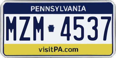 PA license plate MZM4537