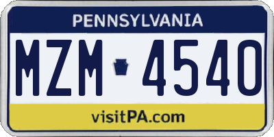 PA license plate MZM4540